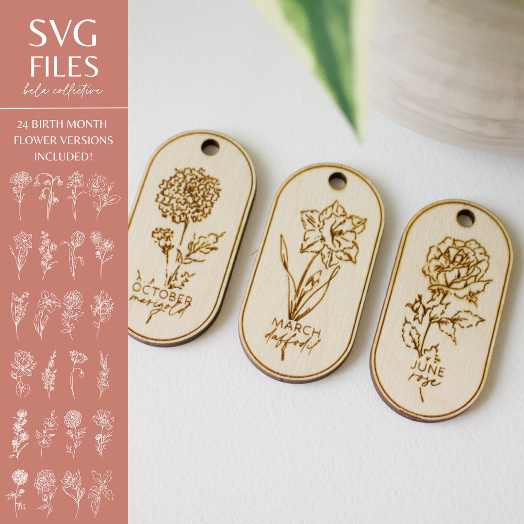 SVG Birth Month File Set 48 Floral Wood Keychains Vintage Modern Floral SVG Birth Month File Set 48 Floral Wood Keychains Vintage Modern Floral