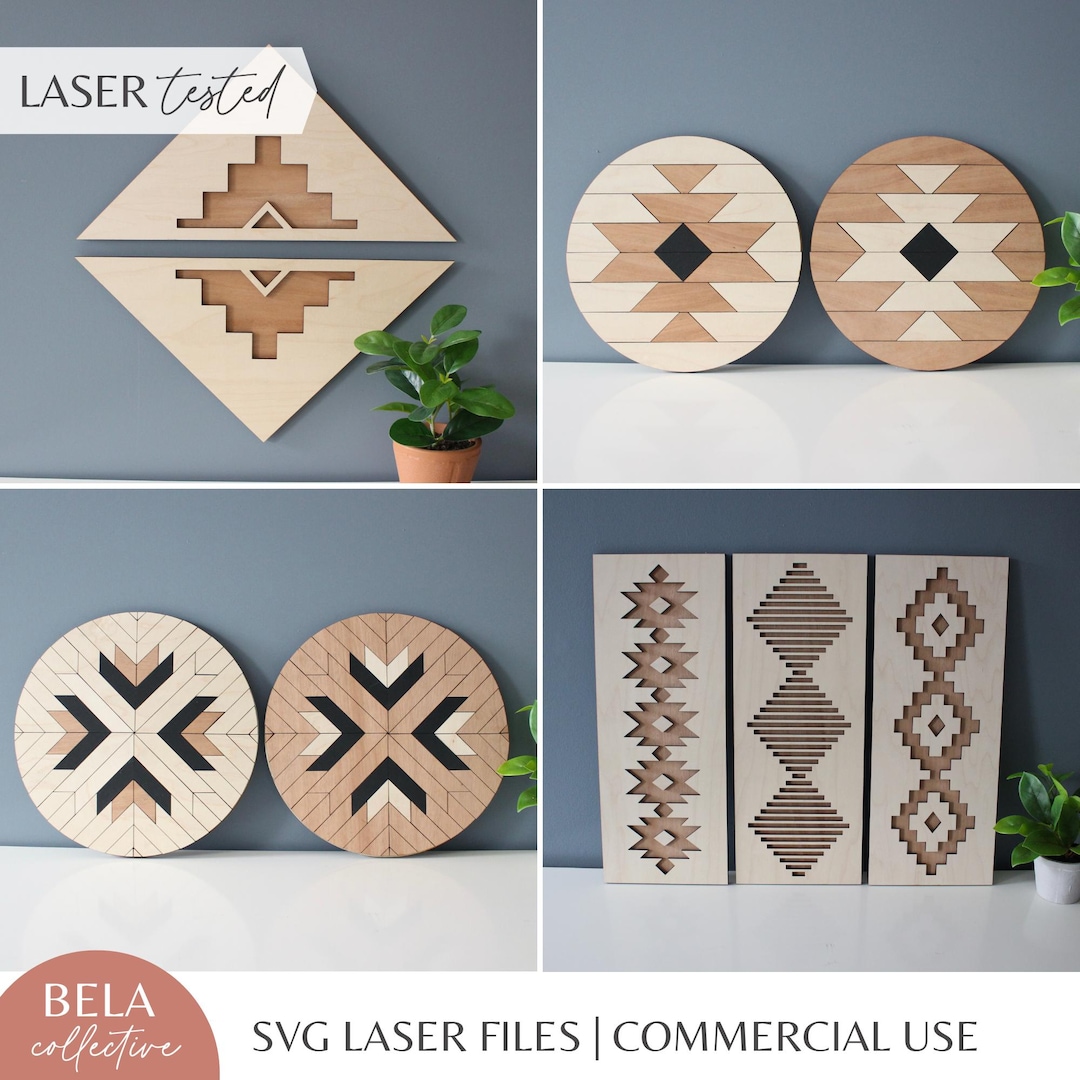 Aztec SVG Bundle Laser Cut File for Glowforge, Set of Tribal Wood Art ...