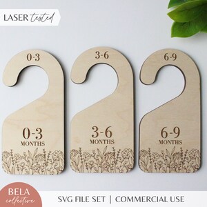 SVG babykast verdelers - thema wilde bloemen - digitaal snijbestand voor Glowforge-laser, decor van de kinderkamer, midden van de eeuw modern