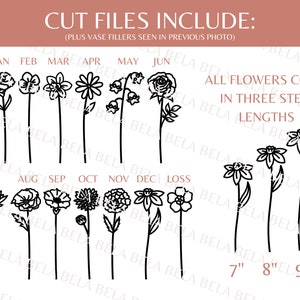 SVG Custom Birth Month Flower Cut Bouquets for Glowforge Laser Cutting Mother's Day Valentine's Gift Personalized Mom Grandma Birthday image 2