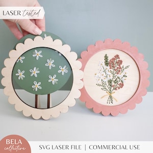 Cornice smerlata SVG per visualizzazione ricamo in legno / progetto per principianti Glowforge taglio laser / supporto per file di taglio moderno