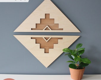 Aztec Triangle Wood Art SVG Laser Cut File for Glowforge, Barn Quilt Modern Wood Decor, Mid Century Modern Wall Hanging