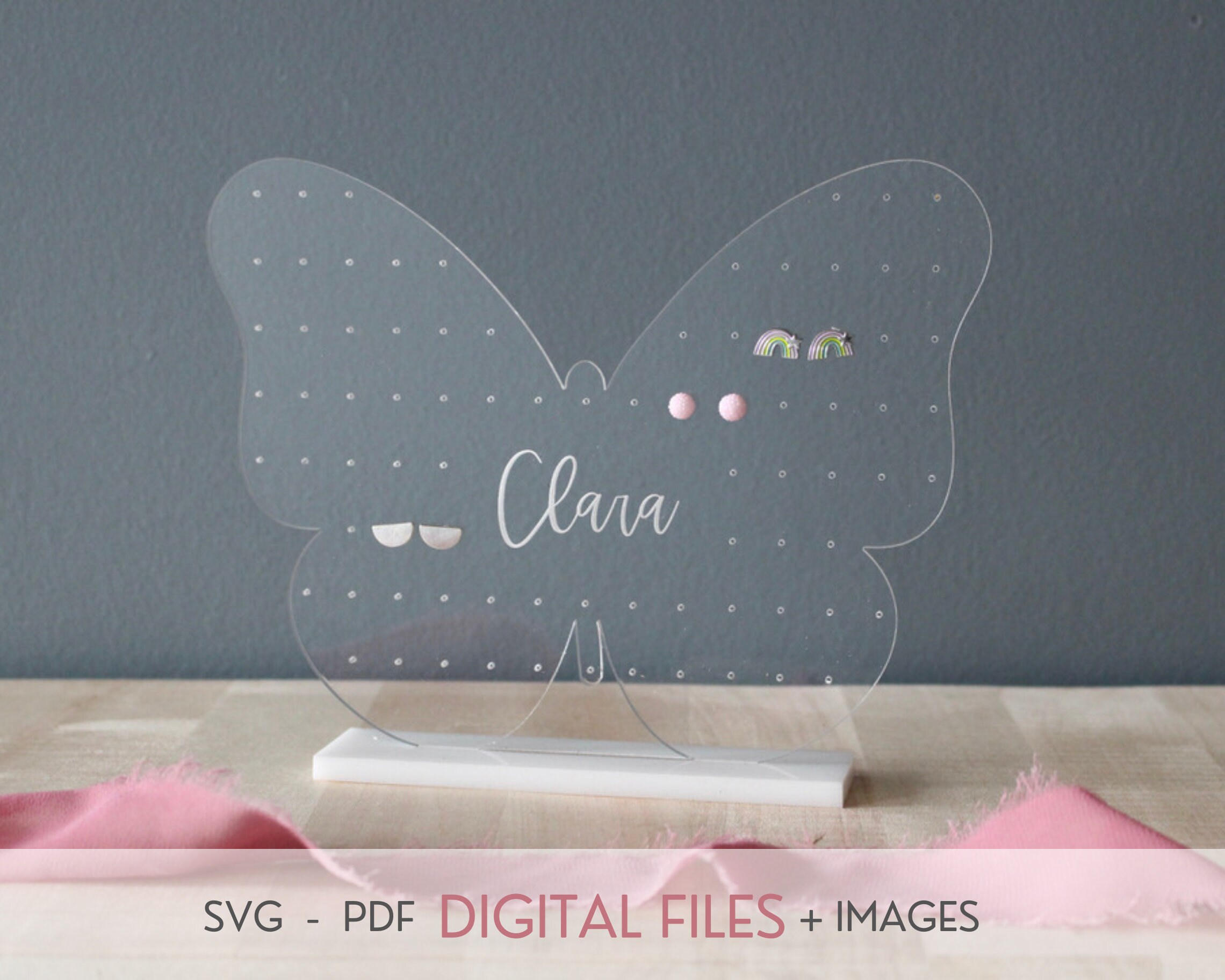 Download Butterfly Earring Stand Svg Laser Cut File For Glowforge Etsy