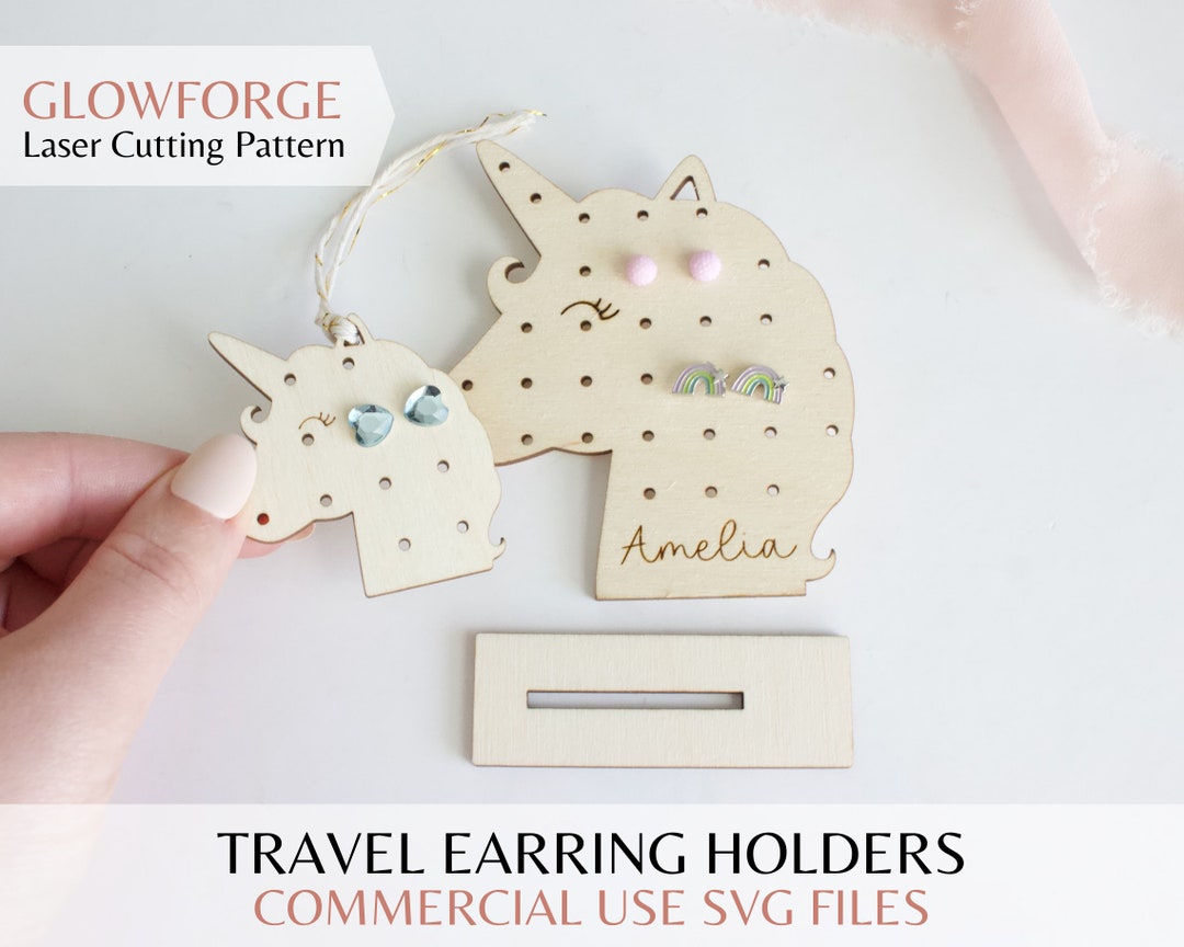 Unicorn Travel Earring Holder SVG Laser Cut File for Kids