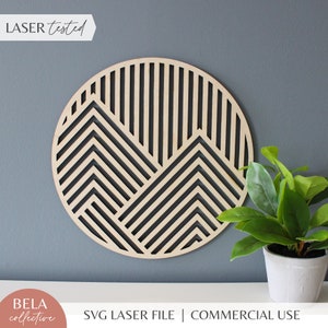 Circle Mountain Wall Art SVG Laser Cut File for Glowforge, Geometric Modern Wood Decor, Mid Century Modern Wall Hanging, Nursery Living Room