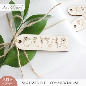 SCHORSING Wildflower Takjes Cadeaukaartje SVG-bestanden | Glowforge lasersnijden van hout | Kerstcadeaus Kous gesneden patroon