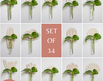 Plant Propagation SVG | Set of 14 Shapes | Wood and Acrylic Modern Kids Decor | Glowforge Laser Cutting Files | Monstera Pothos