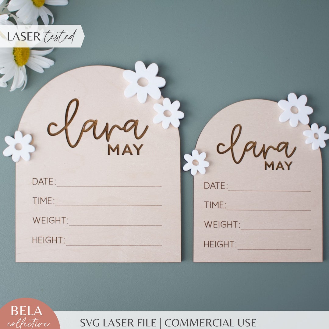 SVG Daisy Birth Stats Wood Arch Sign | Wooden Baby Birth Announcement ...
