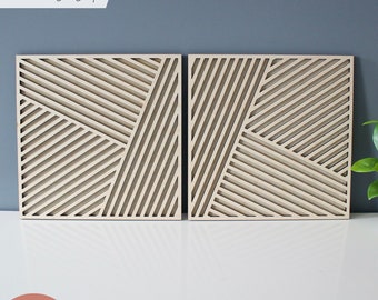 Geometric Wood Line Art SVG Laser Cut File for Glowforge, Modern Square Wood Decor, Mid Century Modern Wall Hanging