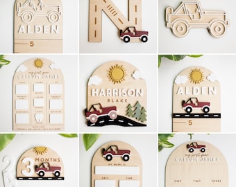Off Roader Baby Name Sign: Laser Cut Wood Decor SVG File