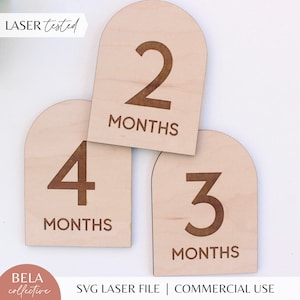 SVG Wooden Baby Milestones - Mid Century Arches - Digital Cut File for Glowforge Laser, Gender Neutral Baby Decor, Mid Century Modern
