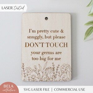 SVG Holz Bitte nicht berühren Baby Zeichen Digital Cut File für Glowforge Laser, Gender Neutral Baby Dekor, Mid Century Modern
