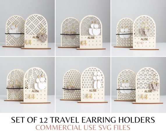 Travel Earring Holders Set of SVG Laser Cut Files for Glowforge, Stud  Earring Holder, Minimalist Jewelry Display Stands for Earrings, Boho -   Israel