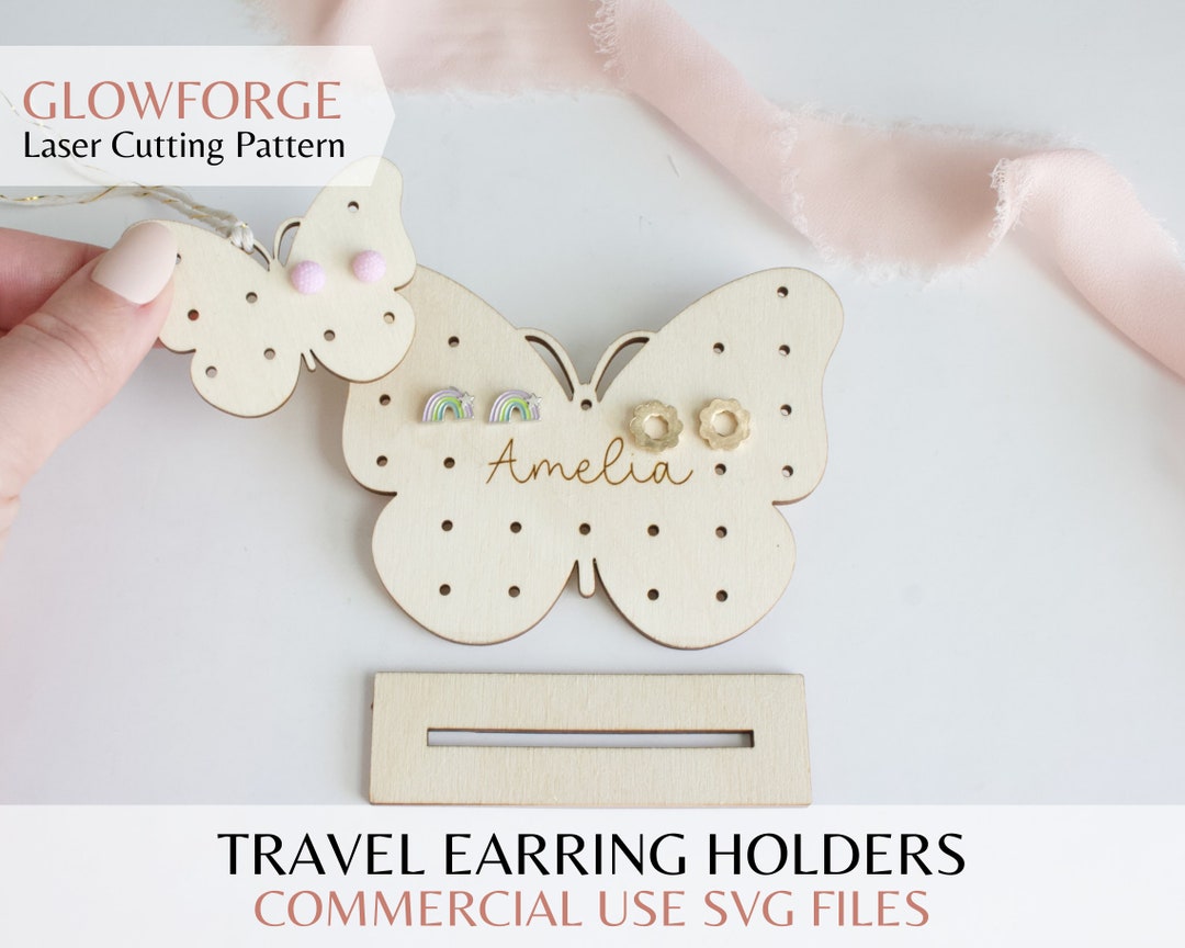 Butterfly Travel Earring Holder SVG Laser Cut File for Kids