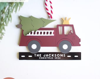 Vintage Fire Truck Christmas Ornament SVG: Personalized Laser Cut File