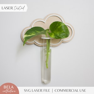 Plant Propagation SVG | Cloud Hanging Holder | Wood and Acrylic Modern Kids Room Decor | Glowforge Laser Cutting Files | Monstera Pothos