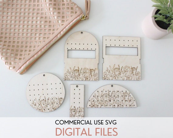 SVG Wildflower Travel Earring Holders Set #2 of SVG Laser Cut Files for  Glowforge, Stud Earring Holder, Minimalist Jewelry Stands Boho