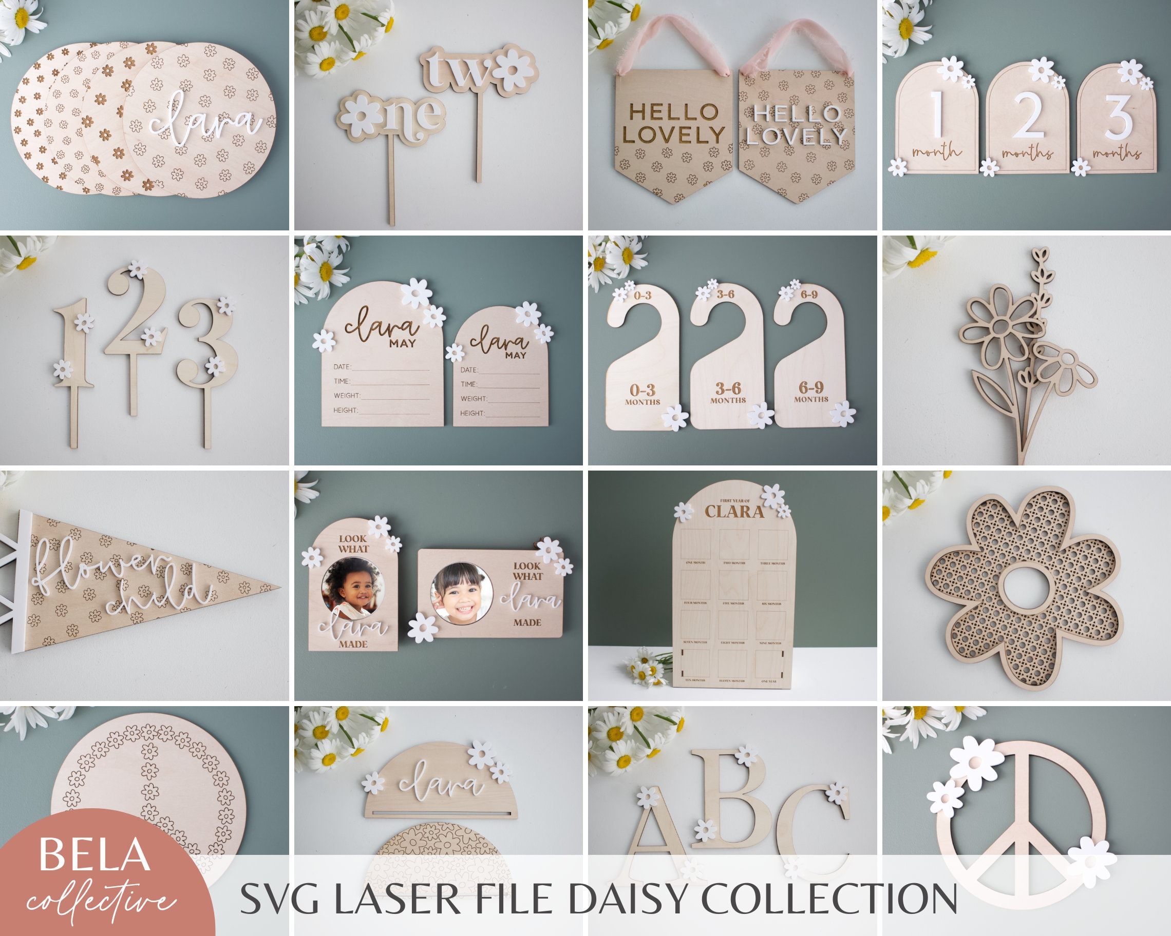 SVG Daisy Collection Entire File Set | Boho Wall Decor for Nursery and ...