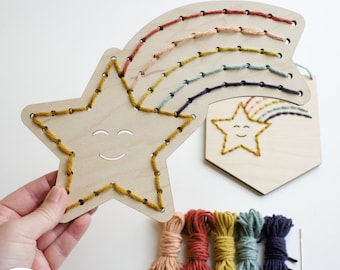 SVG Starburst Yarn Sewing Pattern for Laser Cutting | Shooting Star Happy Weather Kids First Sewing Embroidery Project File | Craft Kit DIY