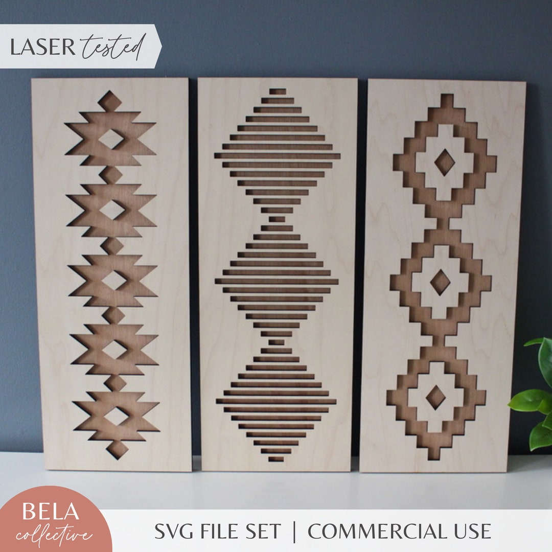 Aztec Layered Panels Trio SVG Laser Cut File for Glowforge, Tribal Wood ...