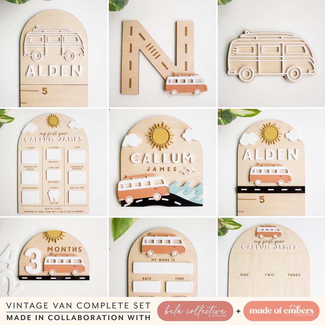 Van Names Vintage Van Baby Name Sign: Laser Cut Wood Decor (SVG File) - Etsy