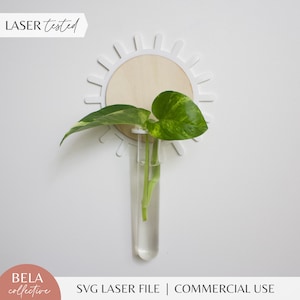 Plant Propagation SVG | Sunshine Hanging Holder | Wood and Acrylic Modern Kids Room Decor | Glowforge Laser Cutting Files | Monstera Pothos