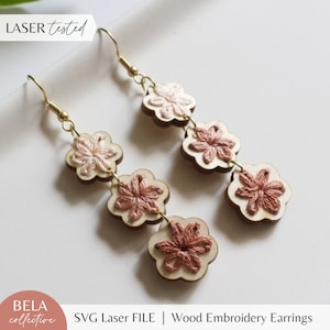 SVG Daisy Trio Earring-borduurpatroon voor lasersnijden