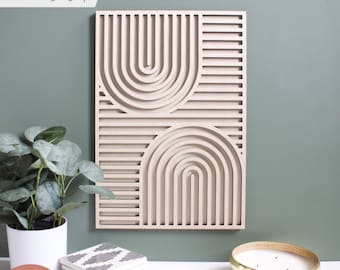 SVG Arch Wall Art Hanging | Laser Cut File for Glowforge | Geometric Modern Rainbow Wood Decor | Wall Hanging Set | Wooden Lines Line Art
