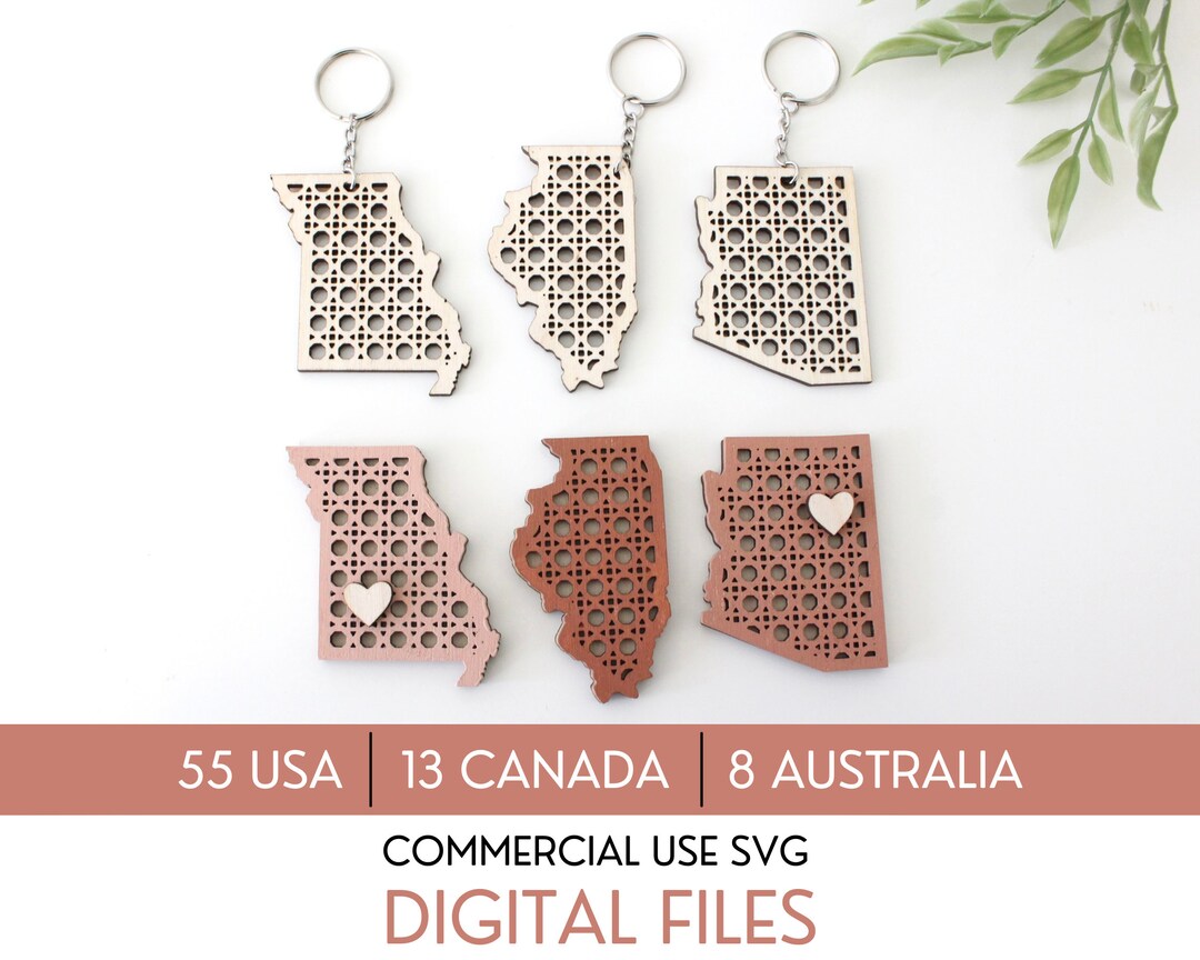 SVG Rattan Cane Locations USA States Australia Canada Laser Cut Files