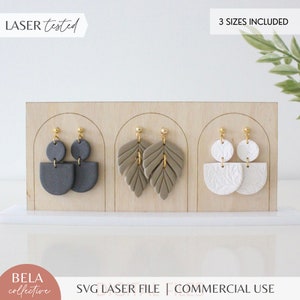 SVG Triple Arch Earring Display Stand Laser Cut File for Glowforge, Jewelry Display Stands for Earrings