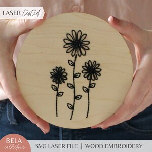 SVG-borduurpatroon voor lasersnijden, geboortemaand april Daisy, Glowforge beginnersproject, bloemen gesneden bestand