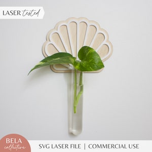 Propagación de plantas SVG / Soporte colgante de conchas marinas / Decoración moderna para habitación infantil de madera y acrílico / Archivos de corte láser Glowforge / Monstera Pothos