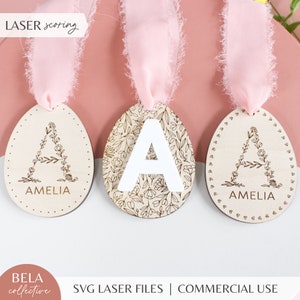 Tag di Pasqua con fiori selvatici in formato SVG / Decorazioni per la cameretta dei bambini in legno / Tag per cestino per bambine / Arte murale per bambini / Laser Glowforge con file di taglio / Coniglietto di fiori in legno