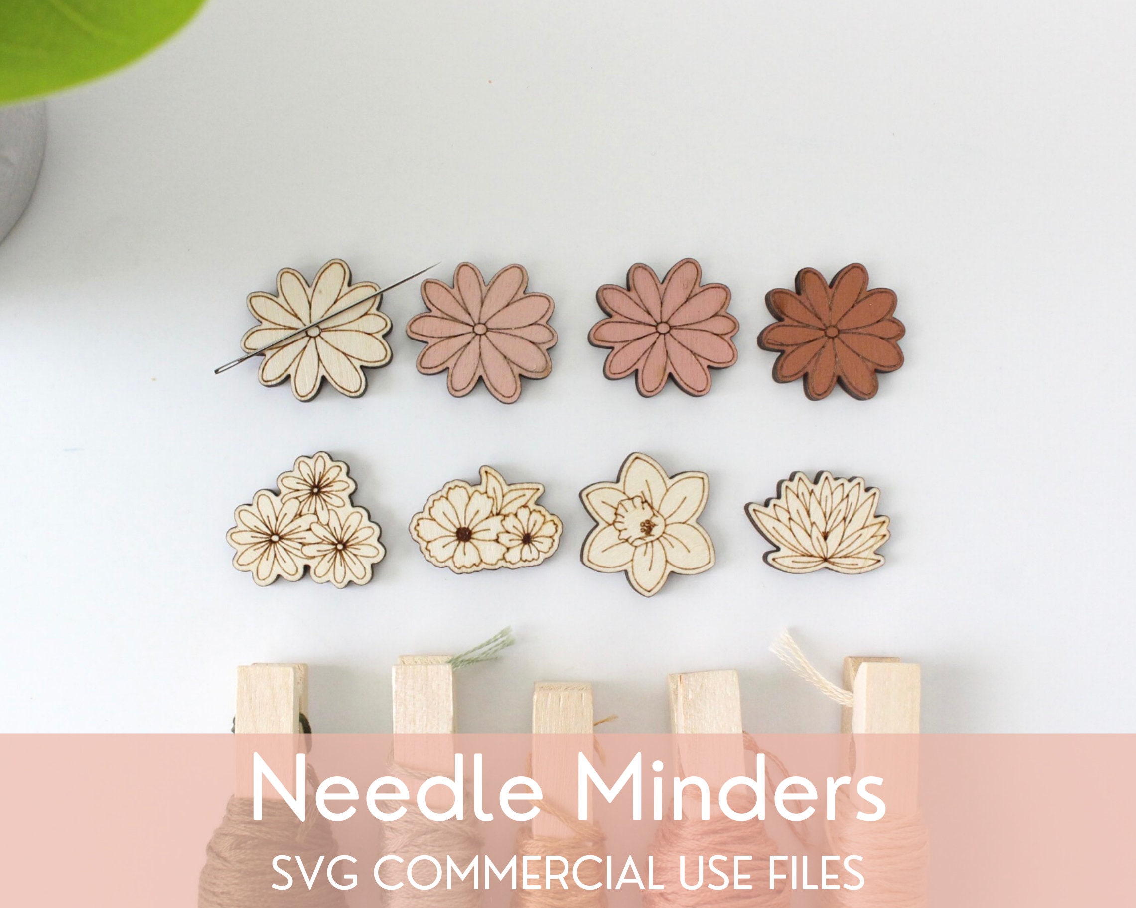 Floral Enamel Needle Minder, Needle Threader, Garden Needle Minder