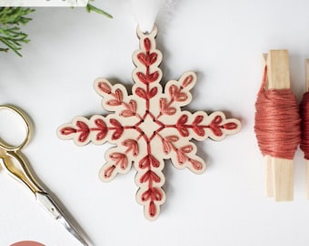 SVG Christmas Snowflake Ornament Embroidery Pattern For Laser Cutting | Stocking Suffer | Glowforge Beginner Project Kit | Digital Cut File