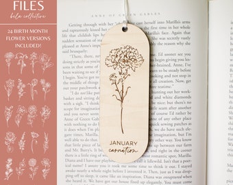 Birth Month Flower Bookmark SVG: Laser Cut File Set (Digital Download)