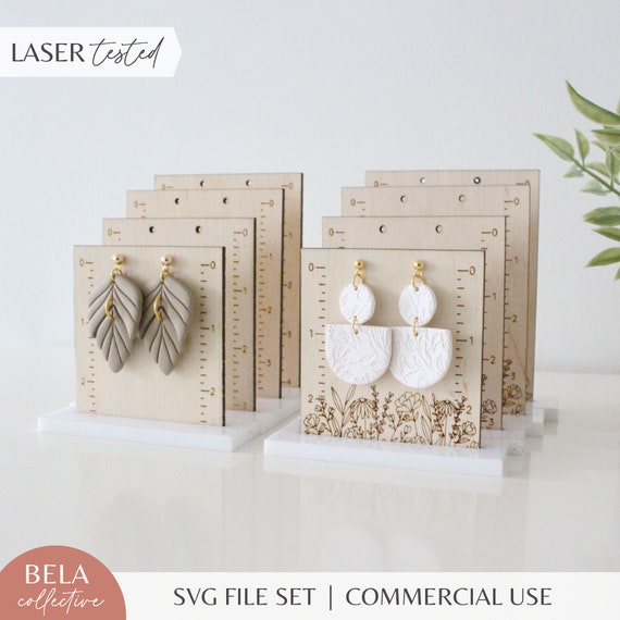 SVG Rectangle Earring Display Stand Laser Cut File for Glowforge