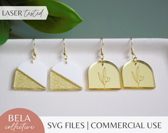 Modern Gold and White Acrylic Earrings SVG Files | Glowforge Laser Cutting File | Wildflower Earrings | Simple Chic Minimal Lightweight