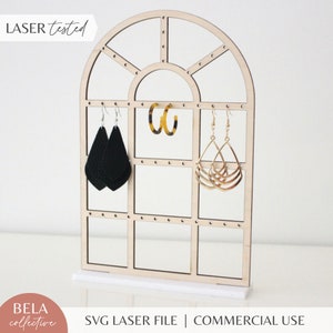 Arch Window Earring Stand SVG Laser Cut File for Glowforge, Earring Holder, Minimalist Jewelry Display Geometric Stands for Earrings