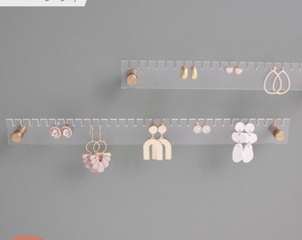 SVG Wall Mounted Bar Earring Stand Holder | Acrylic Laser Cut File for Glowforge | Stud Dangle Holder | Jewelry Display for Earrings
