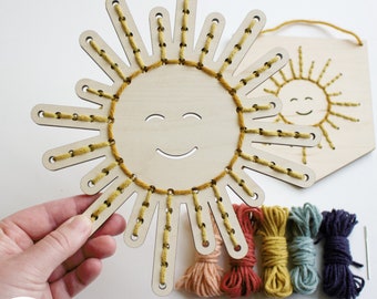 SVG Sunshine Yarn Sewing Pattern for Laser Cutting | Happy Weather Kids Sewing Embroidery Project | Craft Kit Modern DIY | Glowforge File