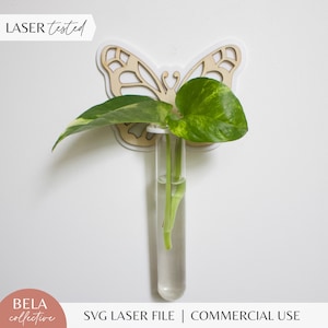 Plant Propagation SVG | Butterfly Hanging Holder | Wood and Acrylic Modern Kids Room Decor | Glowforge Laser Cutting Files | Monstera Pothos