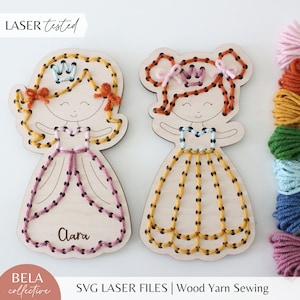 SVG prinses set garen borduurwerk naaiset voor lasersnijden, kinderen eerste naaiproject, Craft Kit moderne DIY, Glowforge gesneden bestand