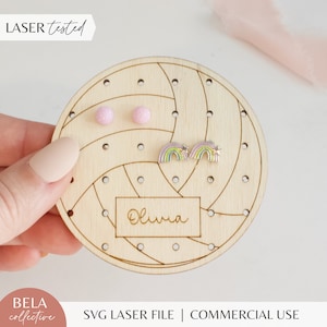 Volleyball Travel Earring Holder SVG Laser Cut Files for Glowforge | Kids Sports | Stud Earring Holder | Minimalist Jewelry Display Earrings