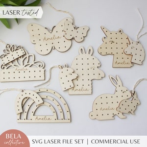 Kids Set of Travel Earring Holders SVG Laser Cut Files for Glowforge | Kids Animal Shapes | Stud Earring Holder | Minimalist Jewelry Display