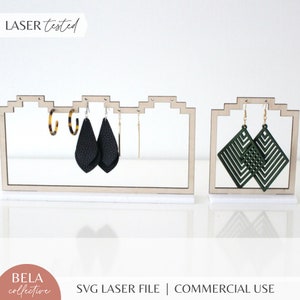 Art Deco Bar Earring Stands SVG Laser Cut File for Glowforge, Stud Earring Holder, Minimalist Jewelry Display Geometric Stands for Earrings