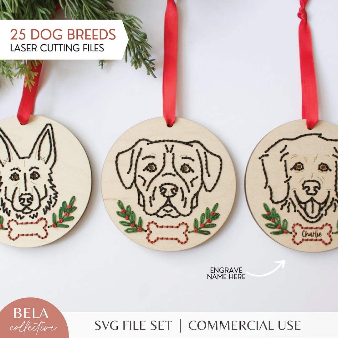 SVG Personalized Dog Breed Christmas Ornament Embroidery Patterns for ...