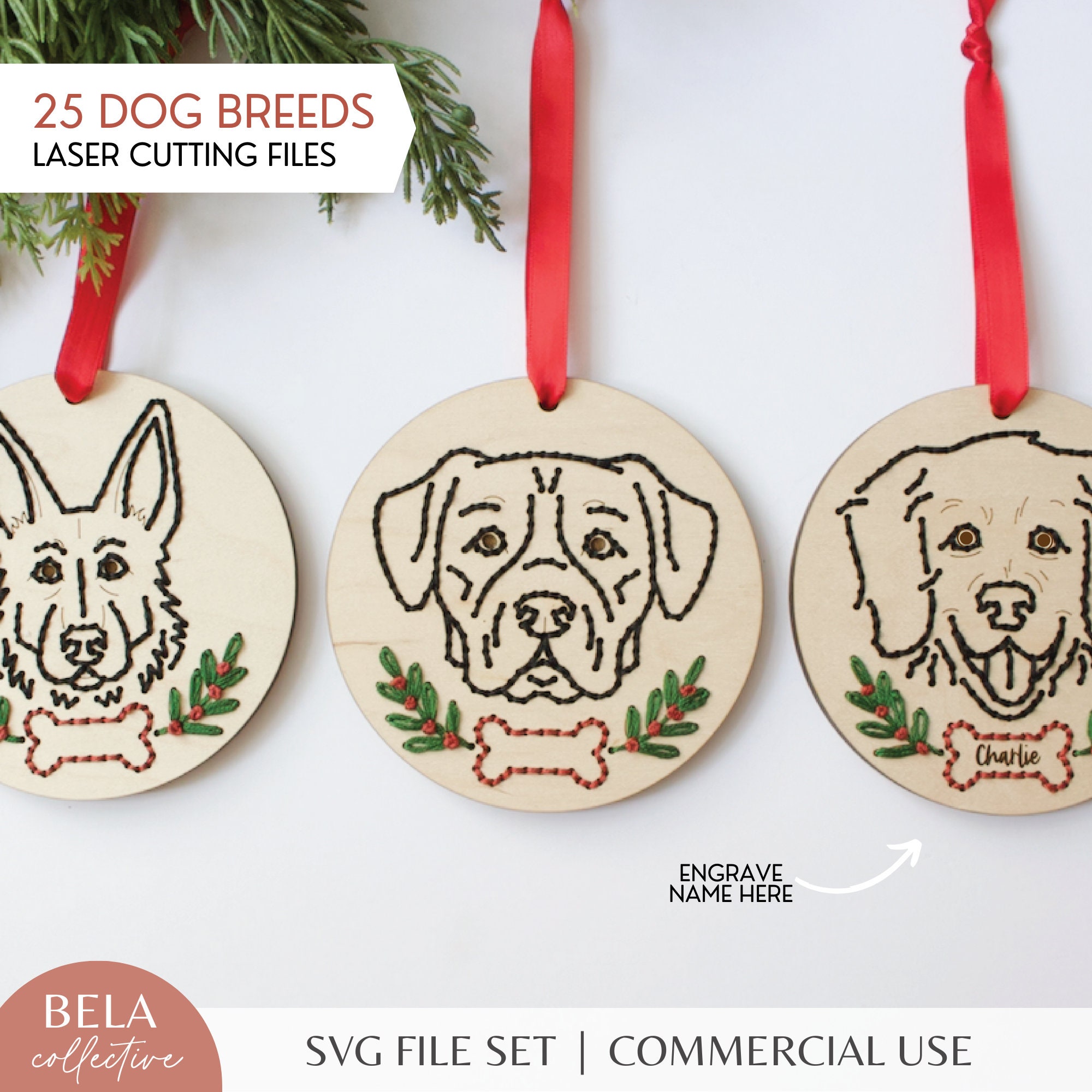 SVG Personalized Dog Breed Christmas Ornament Embroidery Patterns for ...