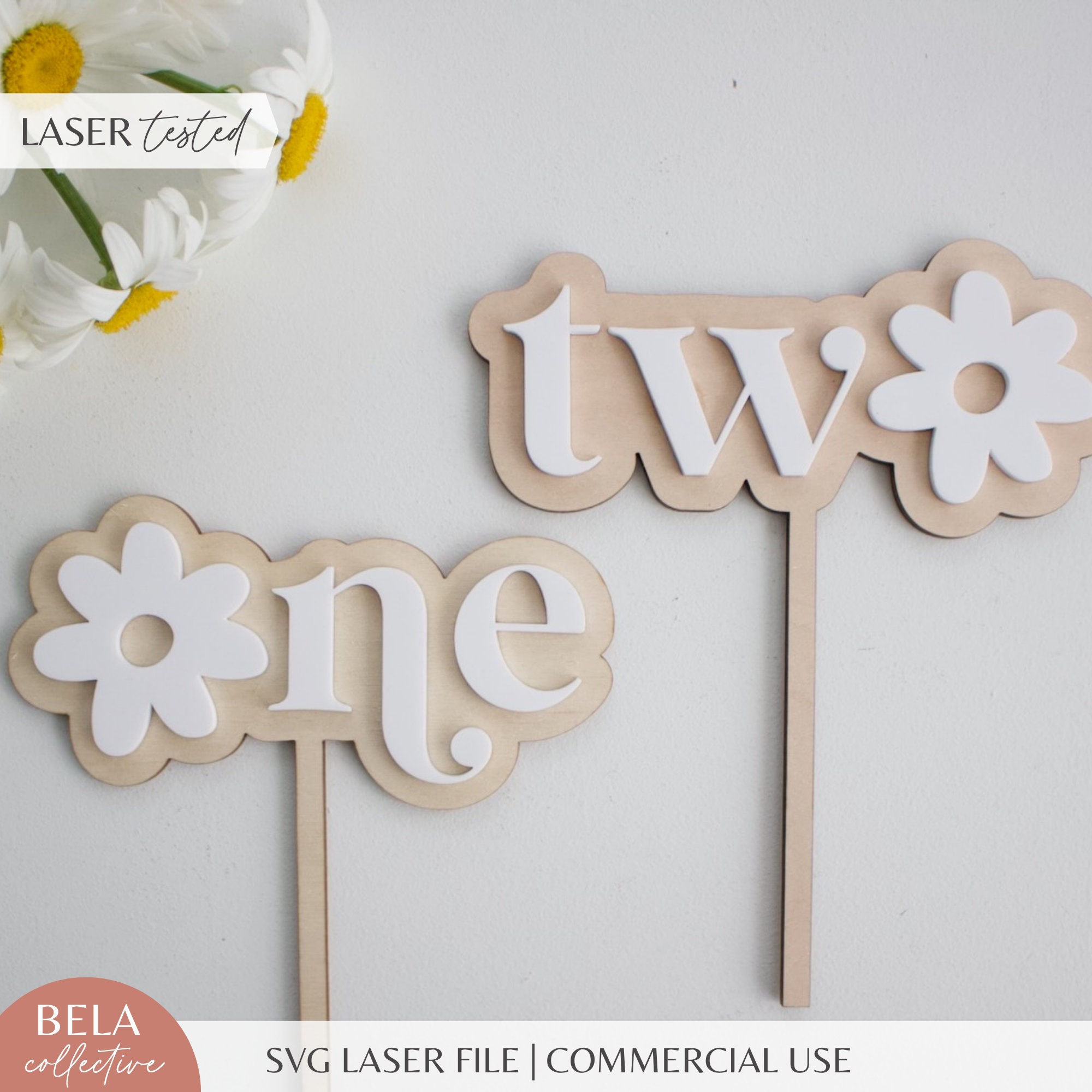 SVG Daisy Cake Toppers One and Two | Cake Smash Baby First Birthday ...