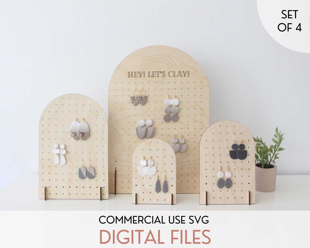 SVG Set of 4 Arch Earring Display Stands, Laser Cut File for
